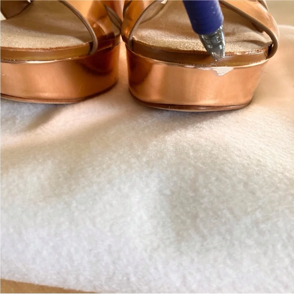 Ted Baker London Merlotte Platform Wedge Rose Gold Sandals Size 8.5 - Picture 10 of 12